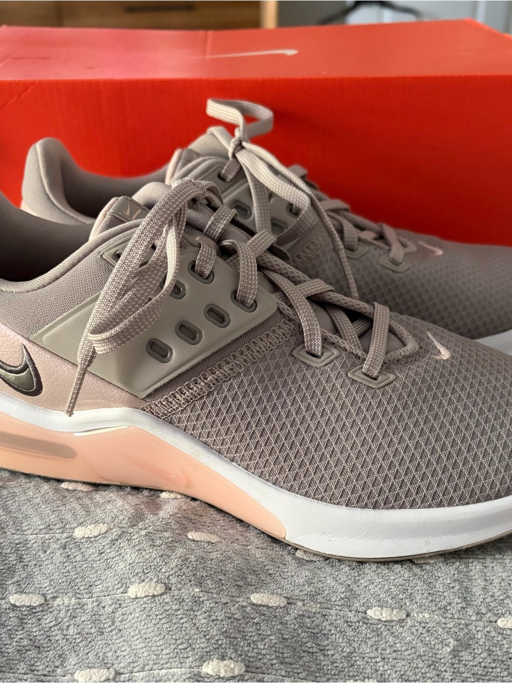 Nike Women's Gray and Blush Training Sneakers